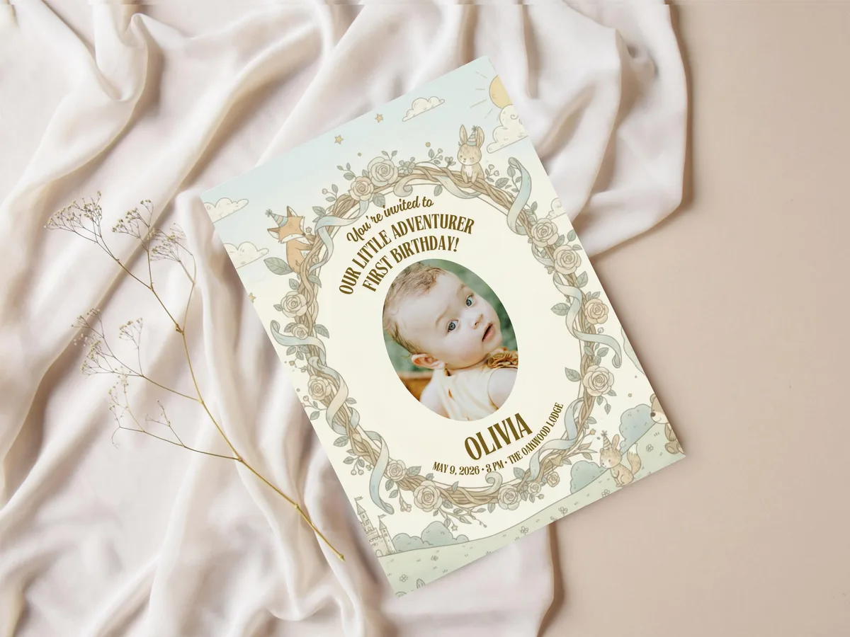 Whimsical Fairy First Birthday Invitation — preview 3