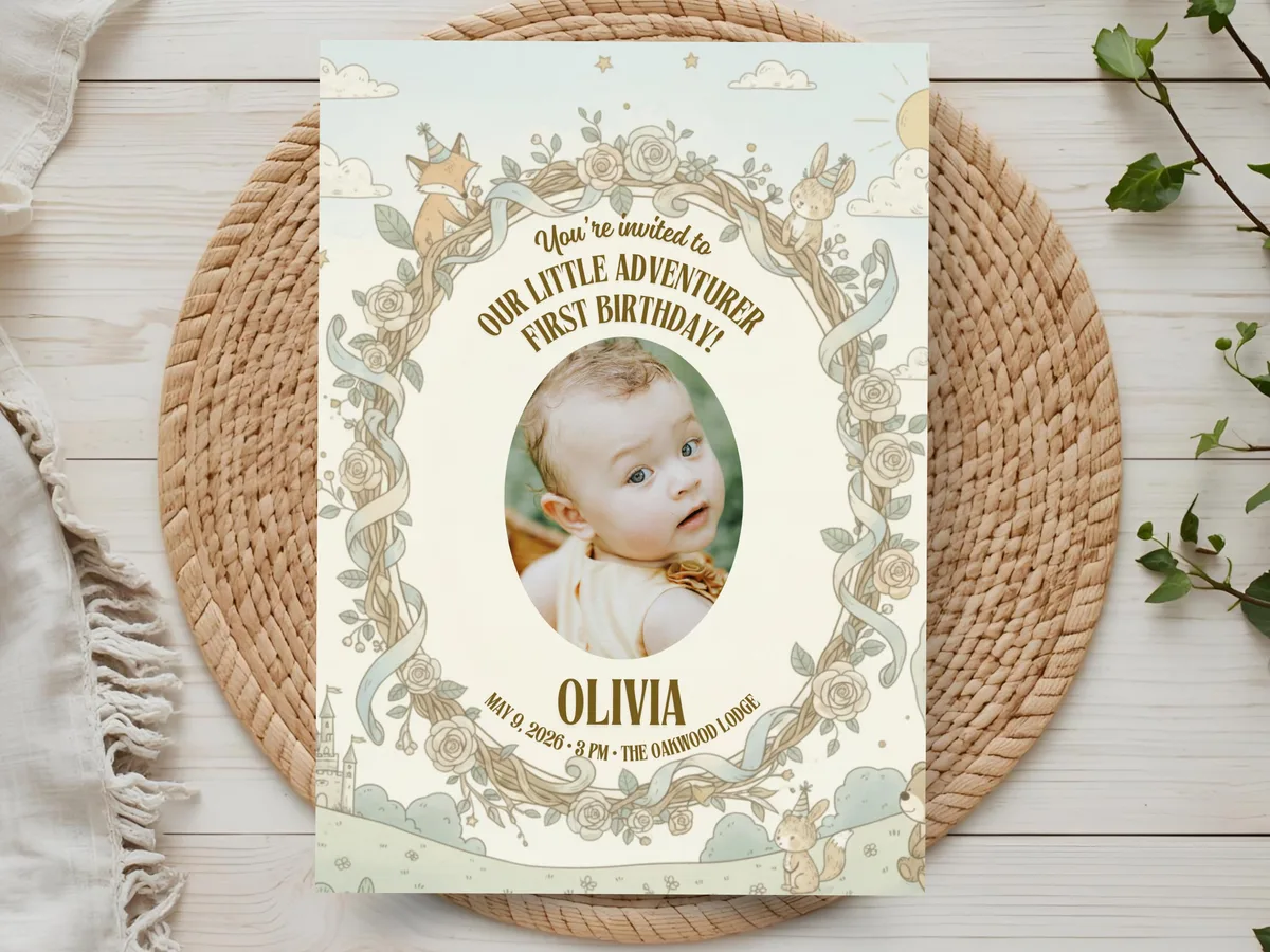 Whimsical Fairy First Birthday Invitation — preview 4