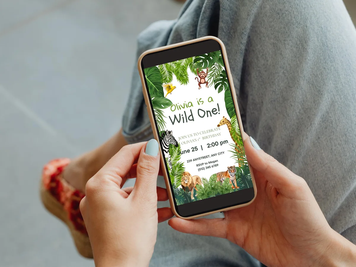 Wild One Jungle Safari Invitation — preview 4