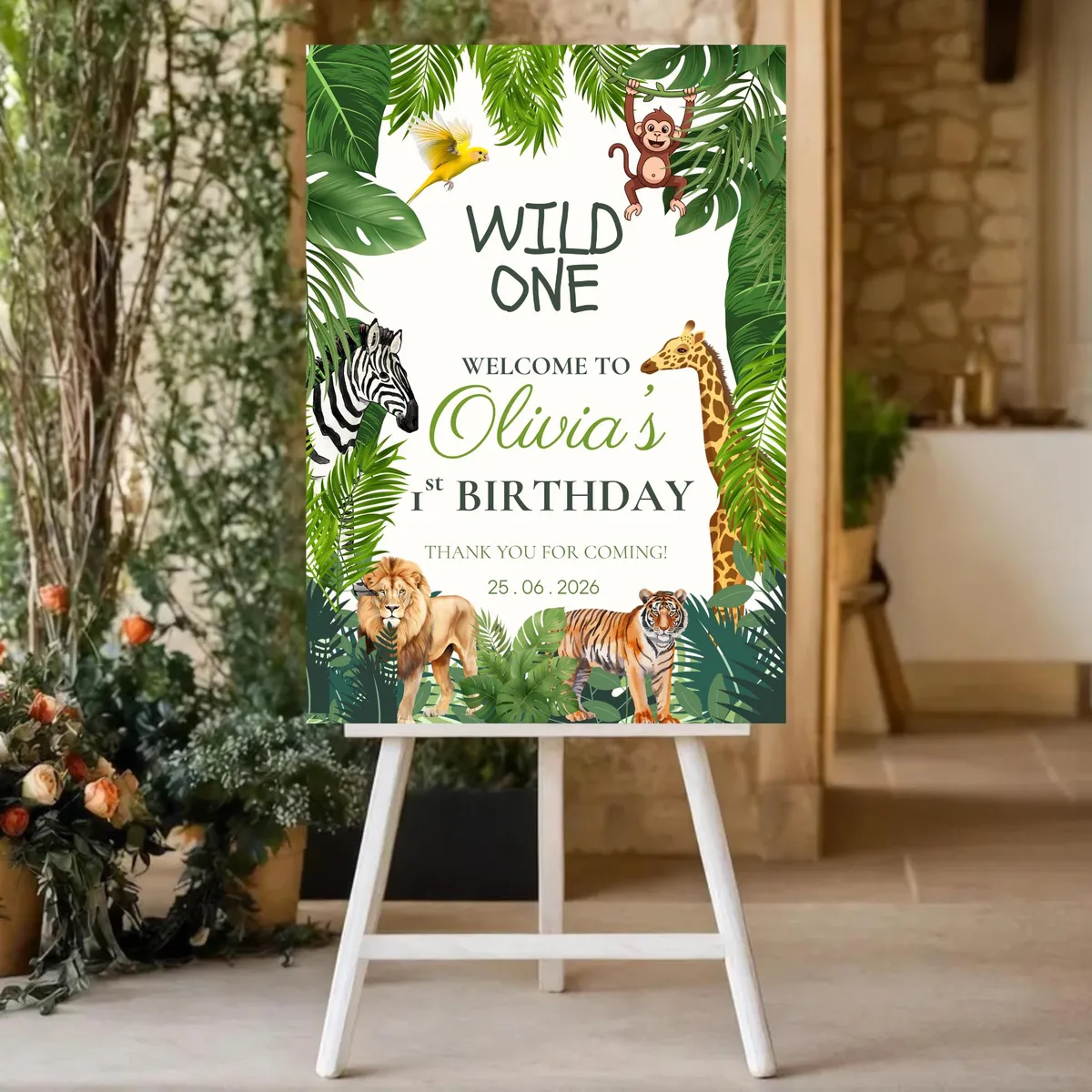 Wild One Jungle Safari Welcome Sign — preview 3