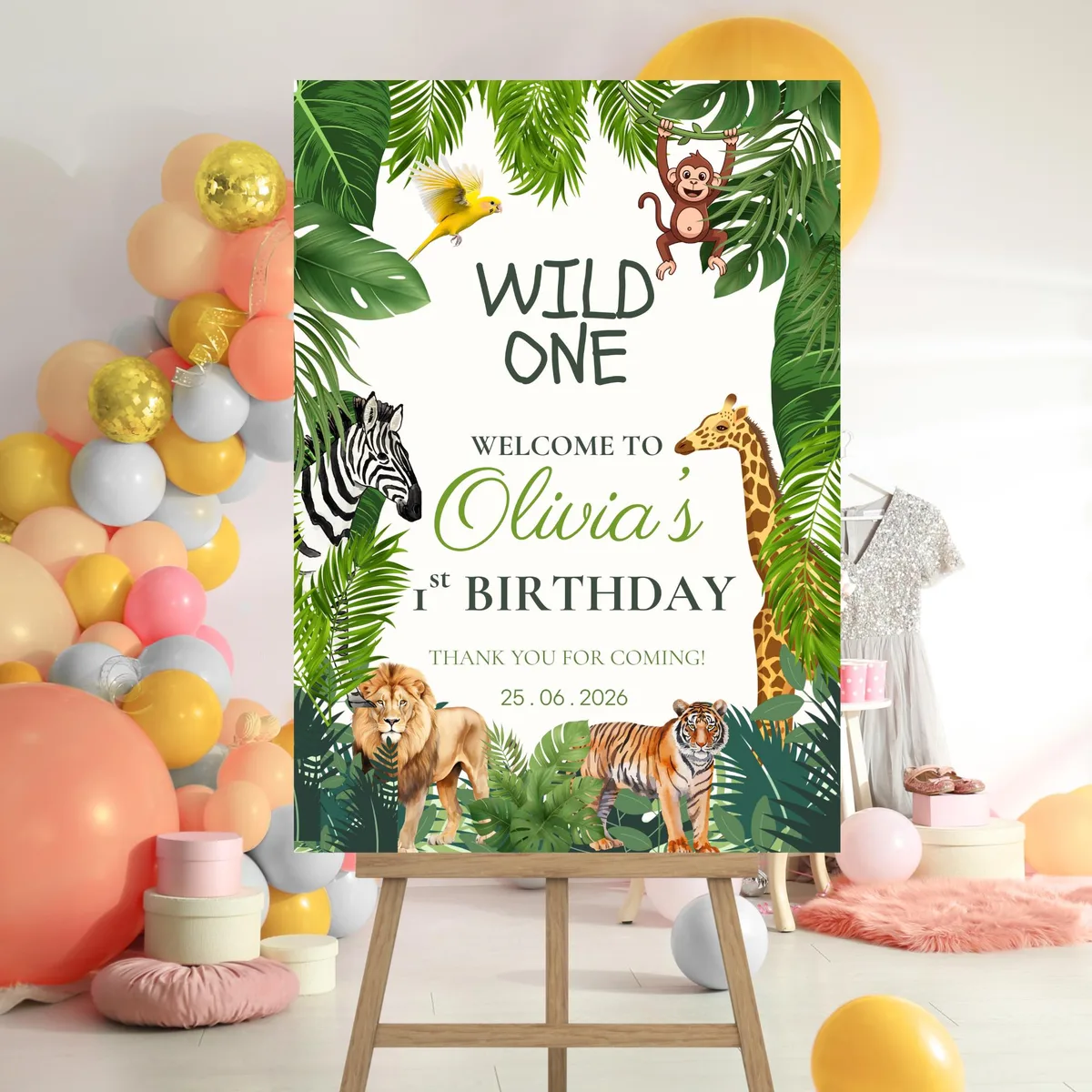 Wild One Jungle Safari Welcome Sign — preview 5