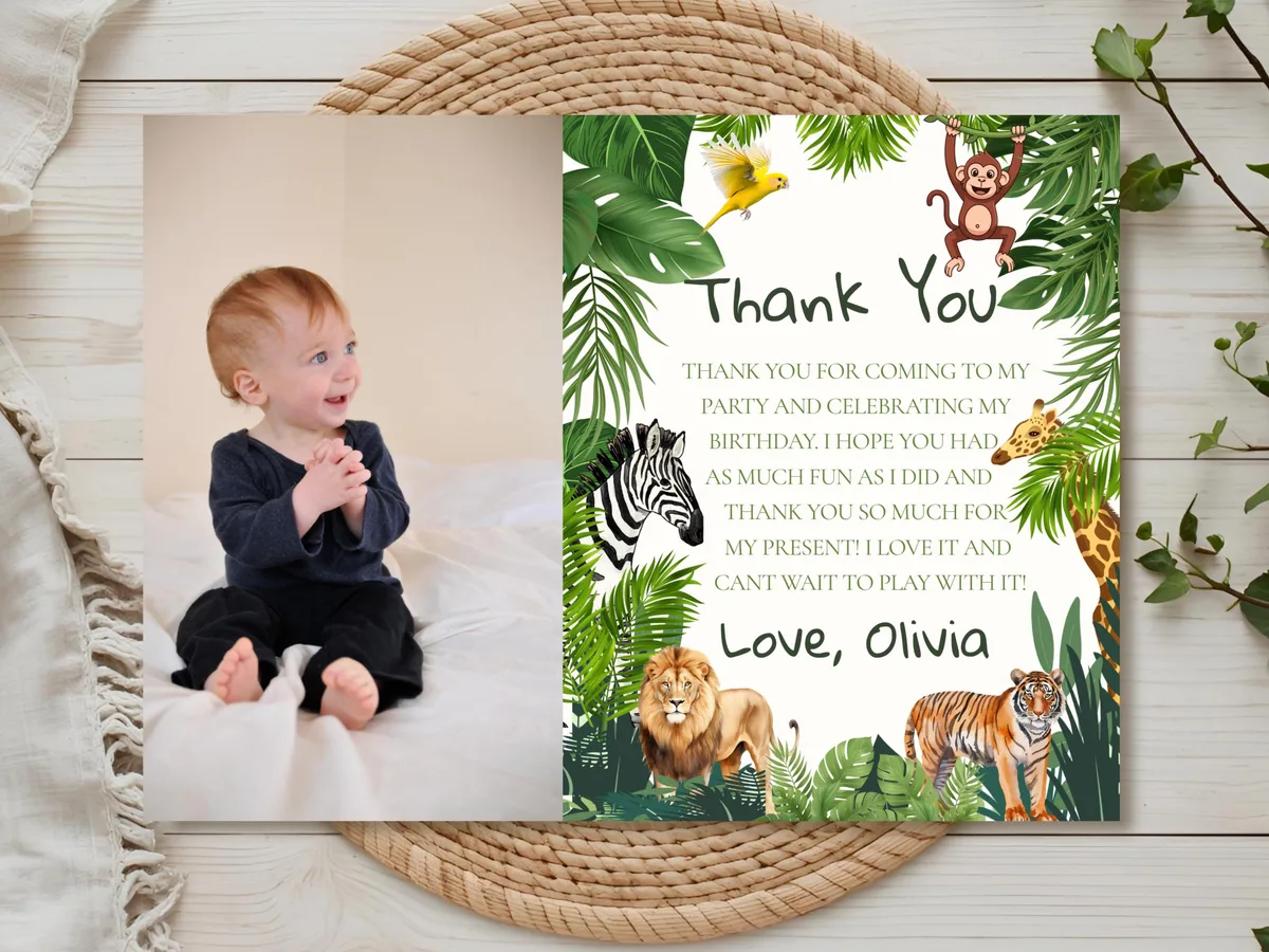 Wild One Safari Thank You Card — preview 2