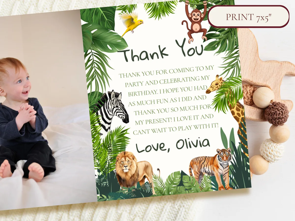 Wild One Safari Thank You Card — preview 4