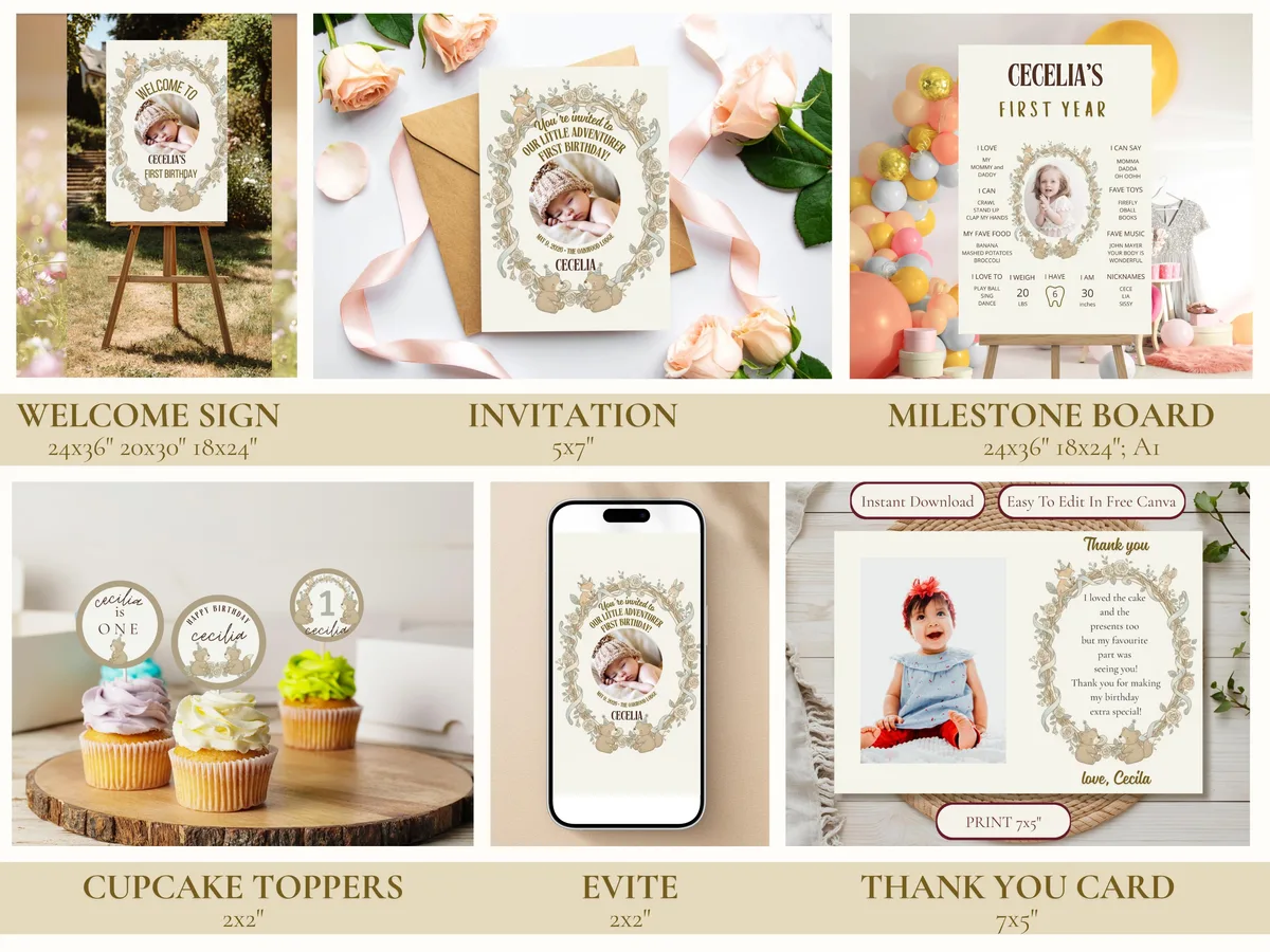 Woodland First Birthday Party Bundle — preview 2