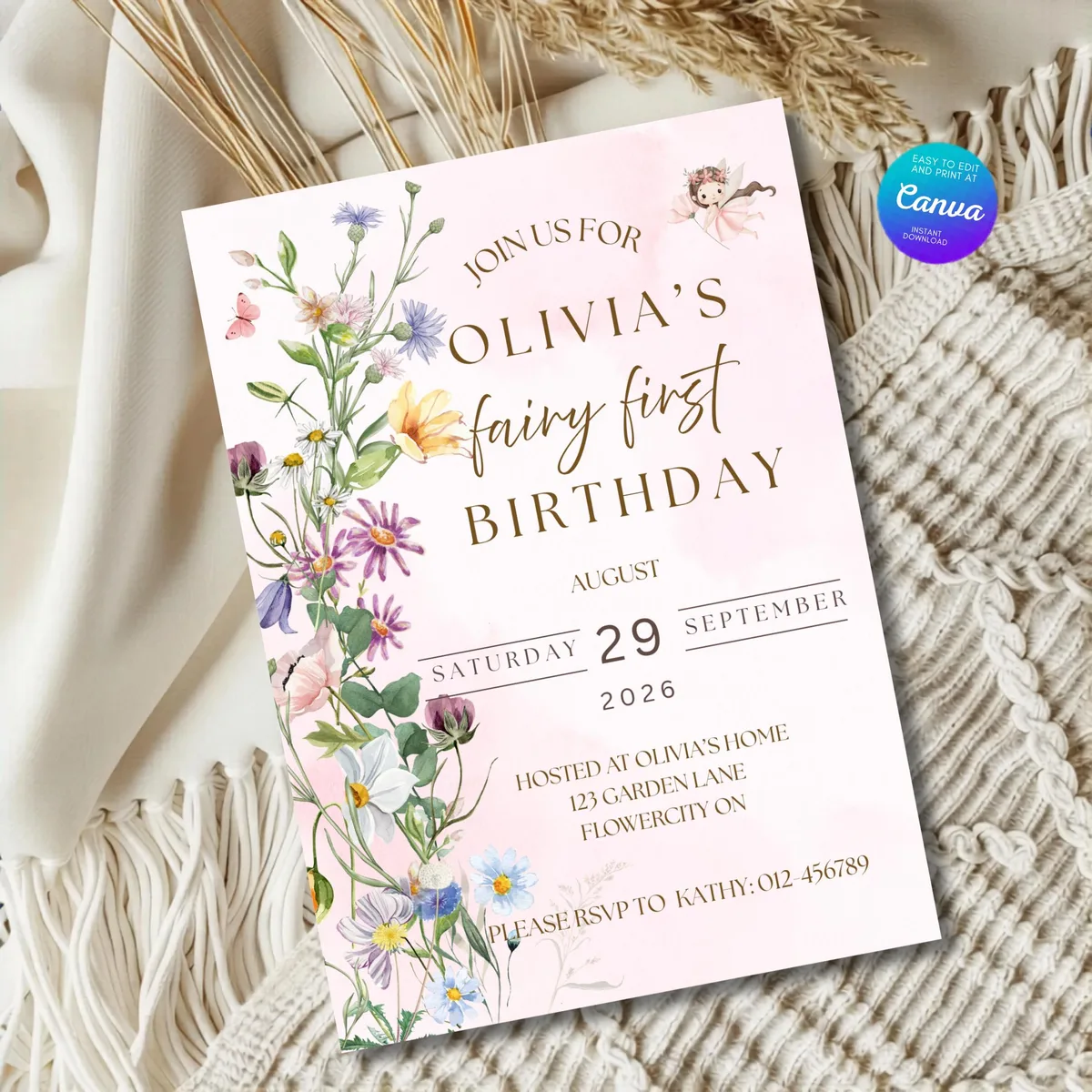 Fairy Garden First Birthday Invitation — preview 4