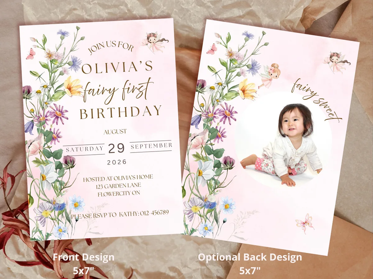 Fairy Garden First Birthday Invitation — preview 5