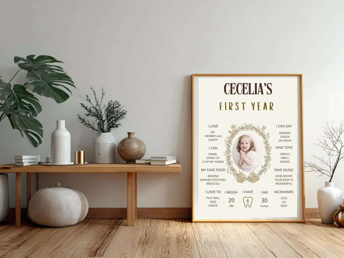 Woodland First Birthday Milestone Board — preview 5