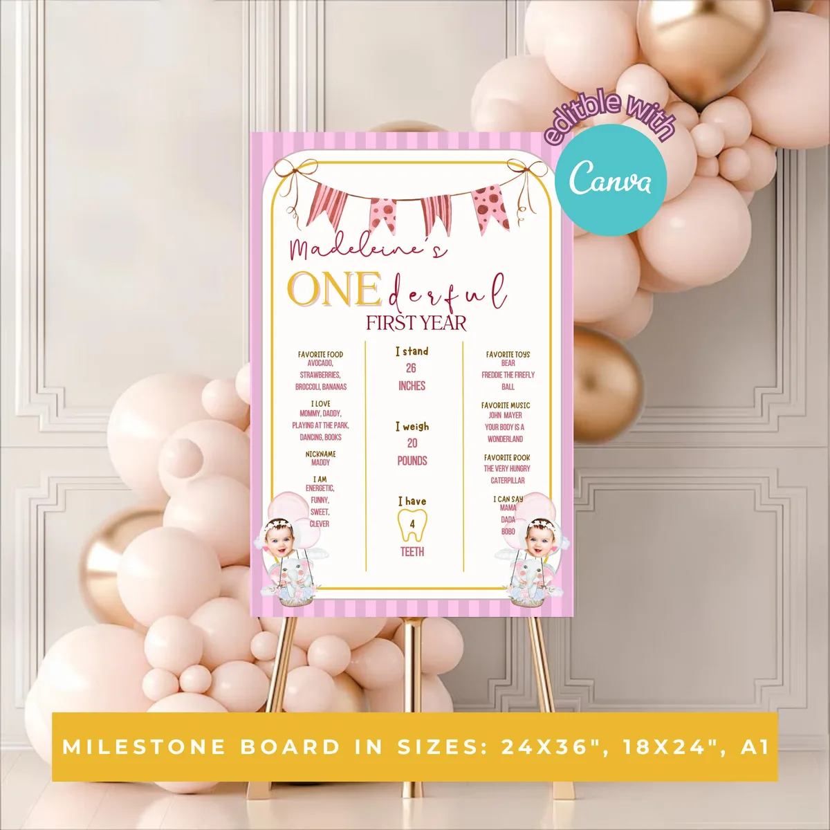 ONEderful First Birthday Milestone Board — preview 2