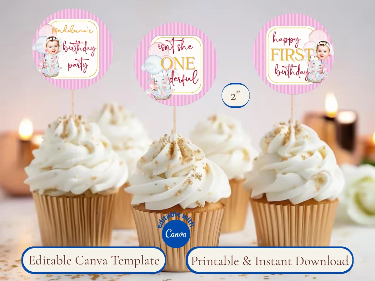 Isn't She ONEderful Cupcake Toppers — preview 2