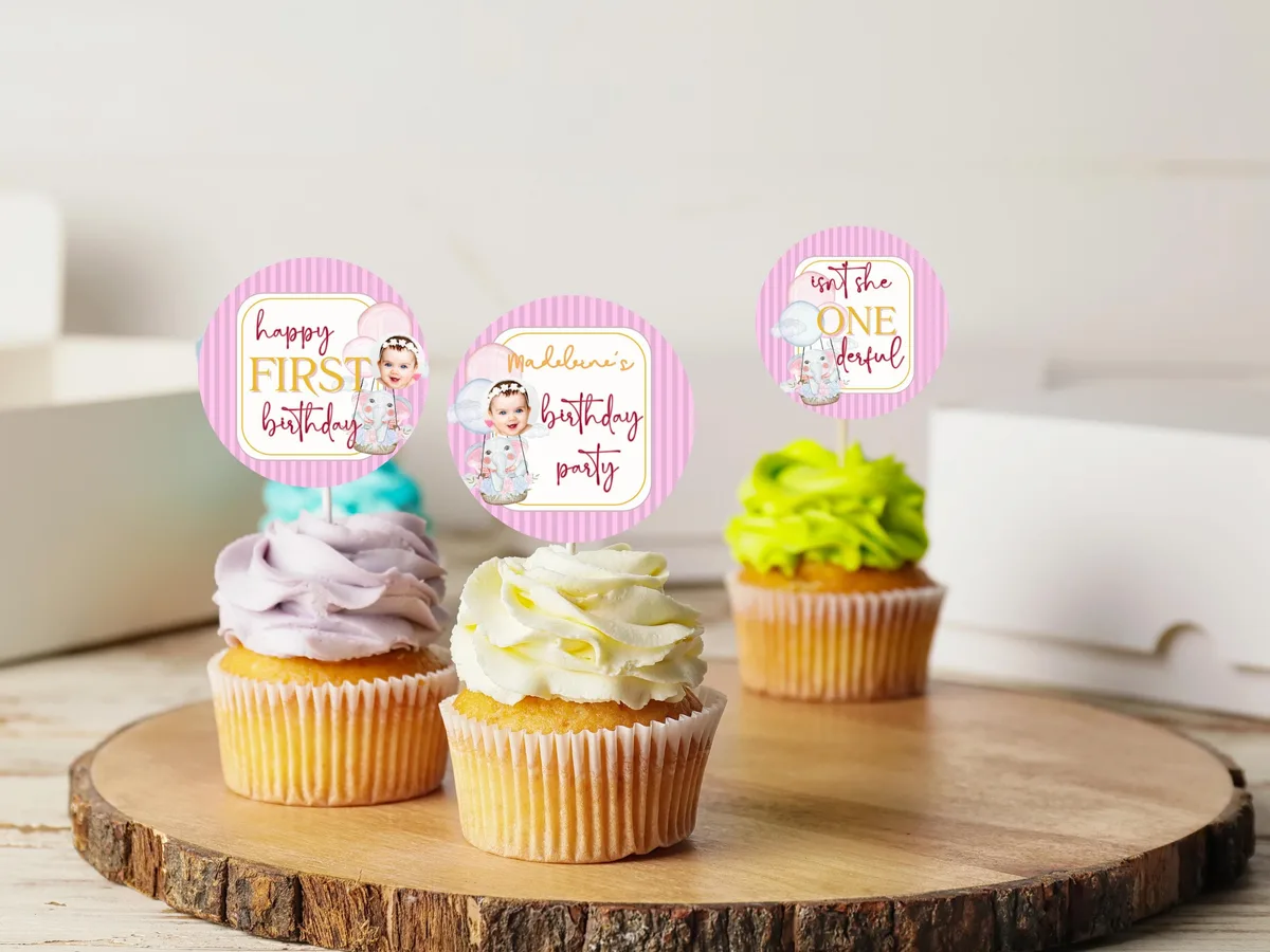 Isn't She ONEderful Cupcake Toppers — preview 4