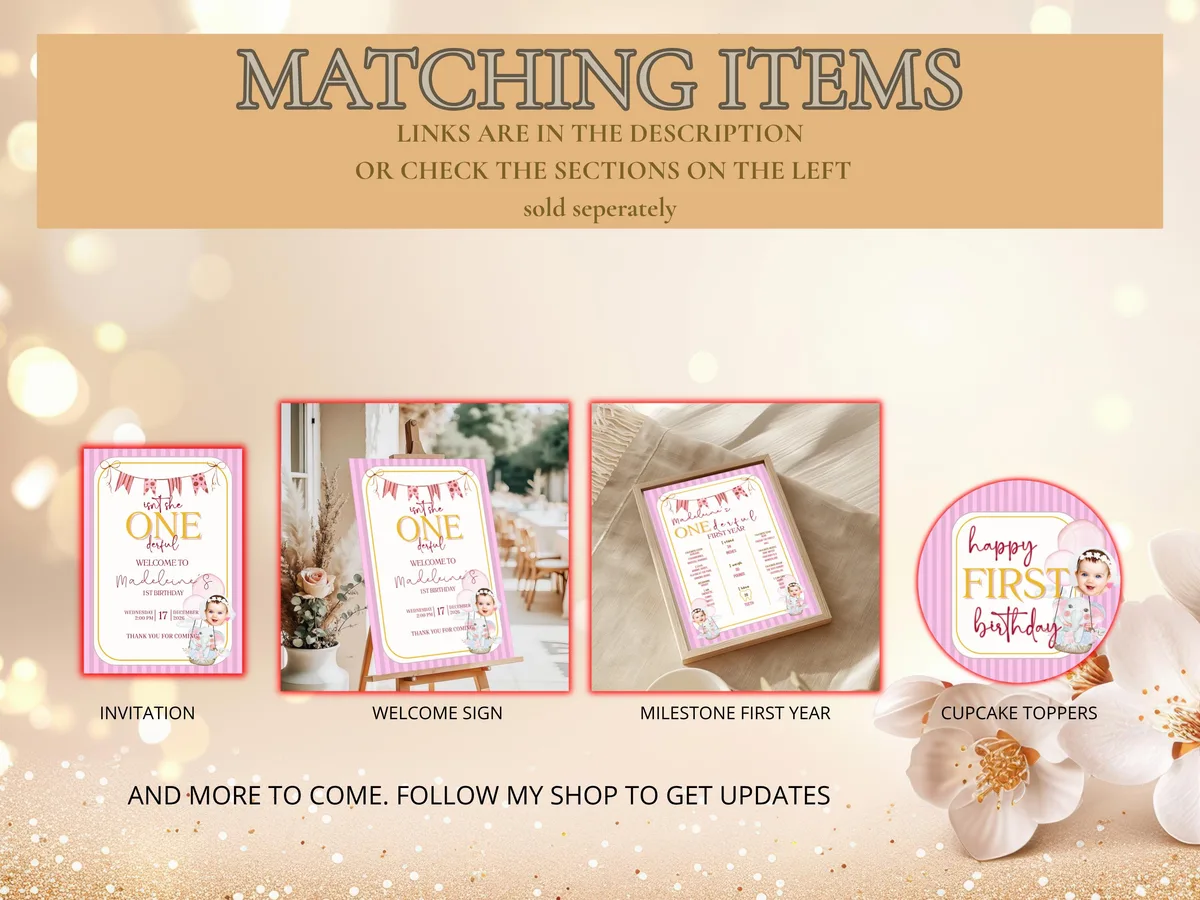 Isn't She ONEderful Cupcake Toppers — preview 5