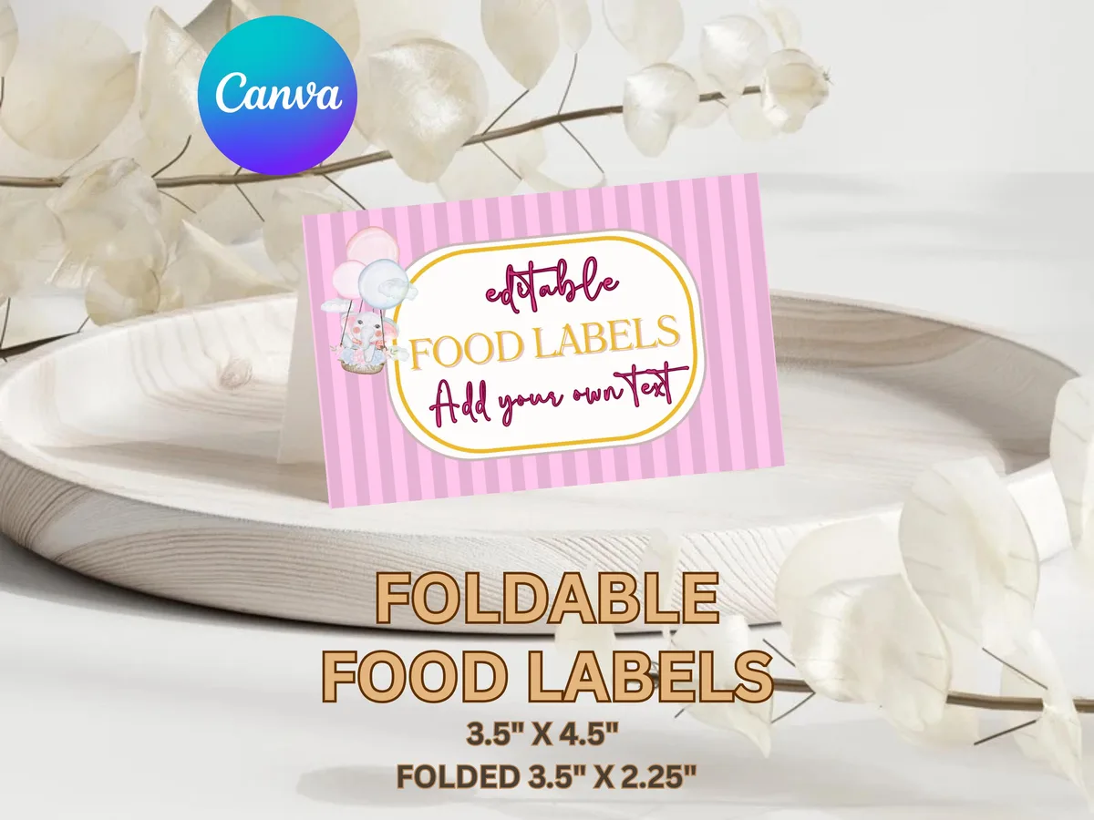 ONEderful First Birthday Food Labels — editable Canva template