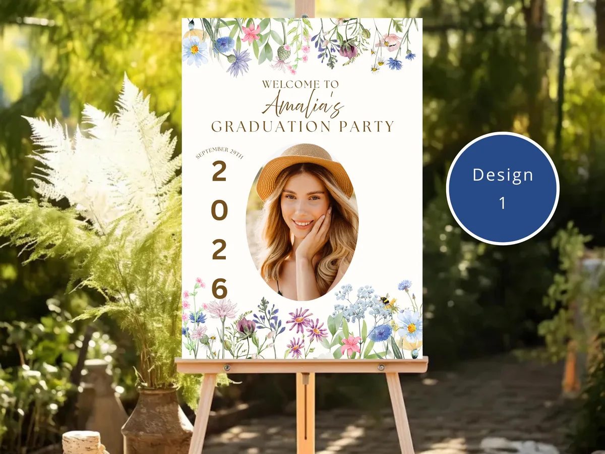 Wildflower Graduation Welcome Sign — preview 2