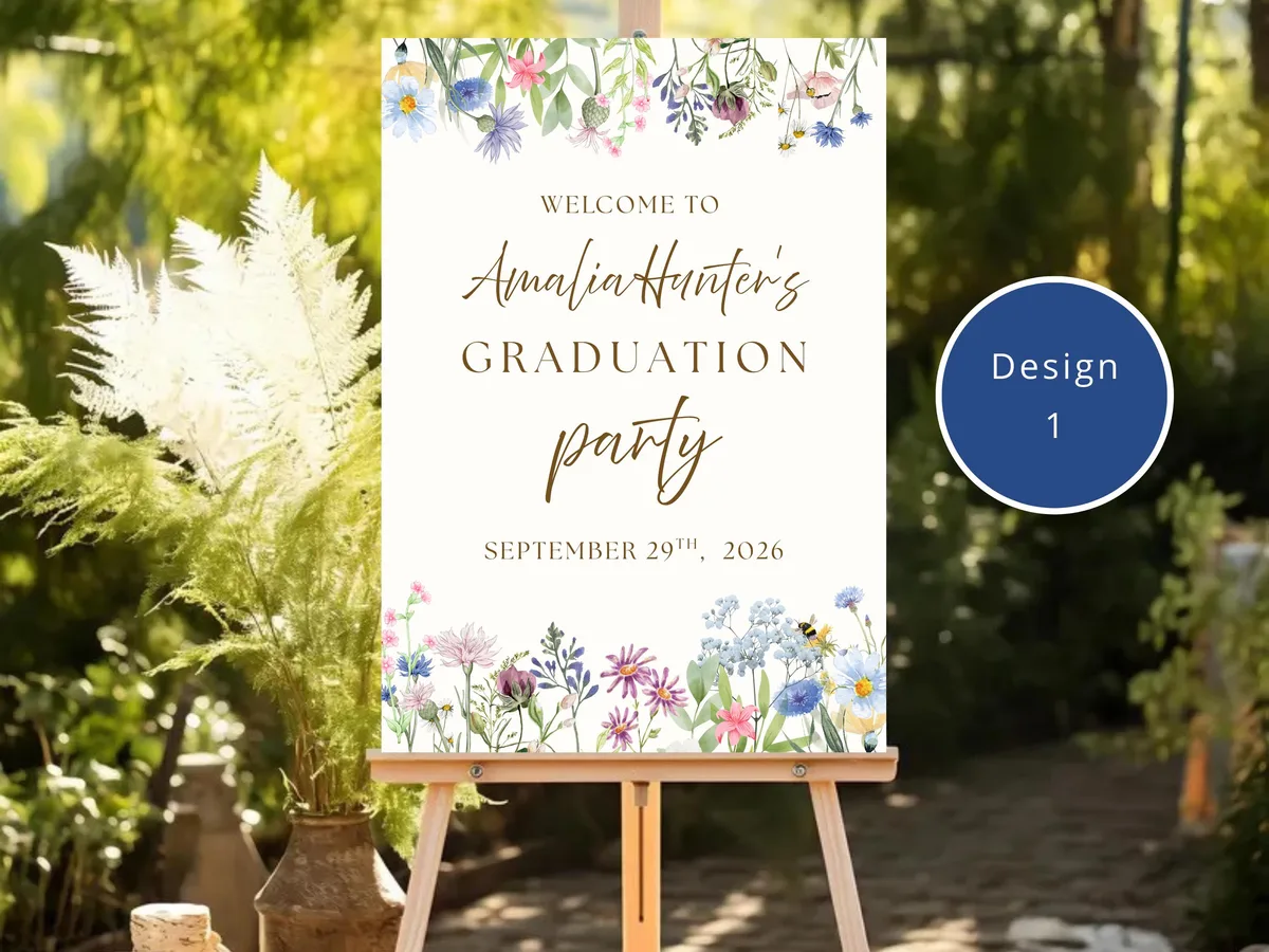 Wildflower Graduation Welcome Sign — preview 3
