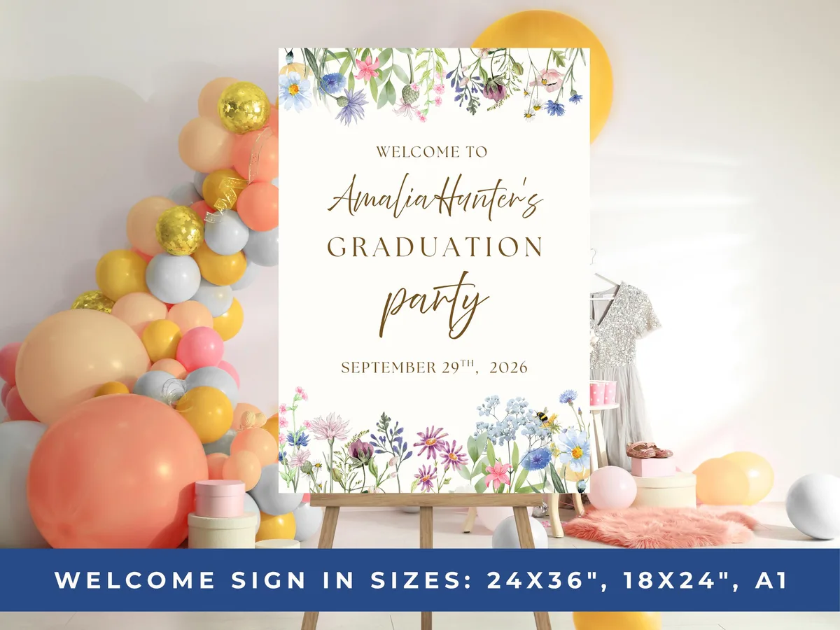 Wildflower Graduation Welcome Sign — preview 5