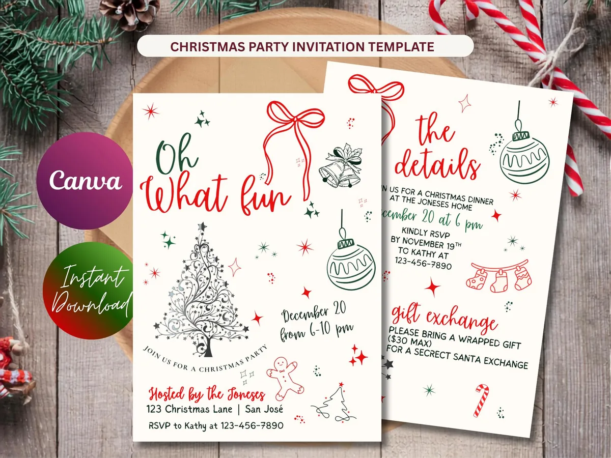 Oh What Fun Christmas Invitation  — preview 2
