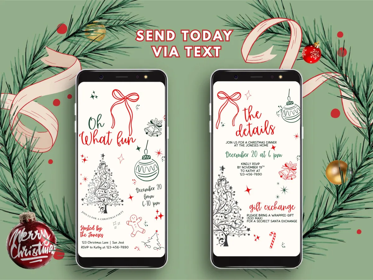 Oh What Fun Christmas Invitation — preview 2