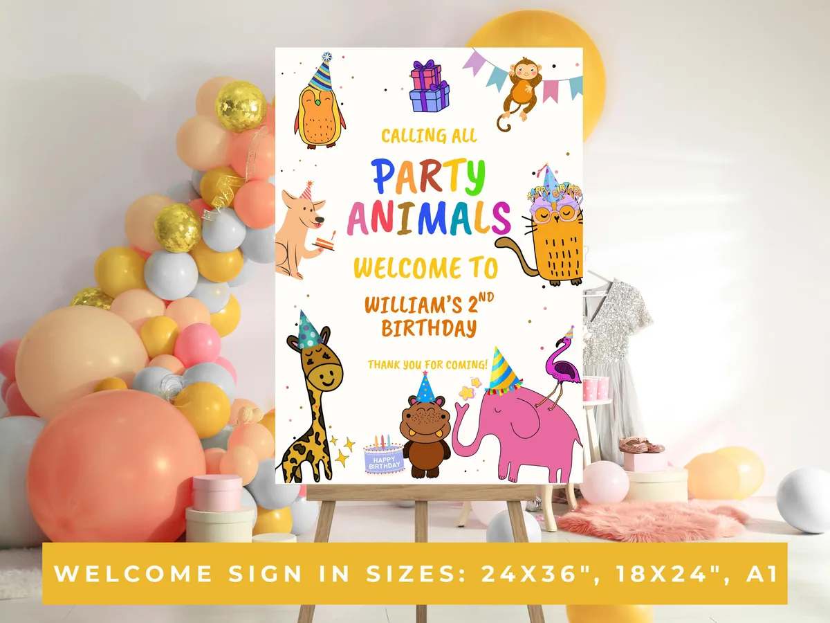 Calling All Party Animals Welcome Sign — preview 2