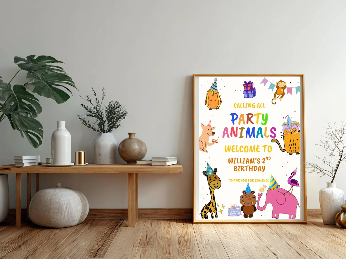 Calling All Party Animals Welcome Sign — preview 3