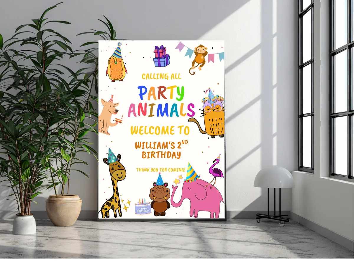 Calling All Party Animals Welcome Sign — preview 4