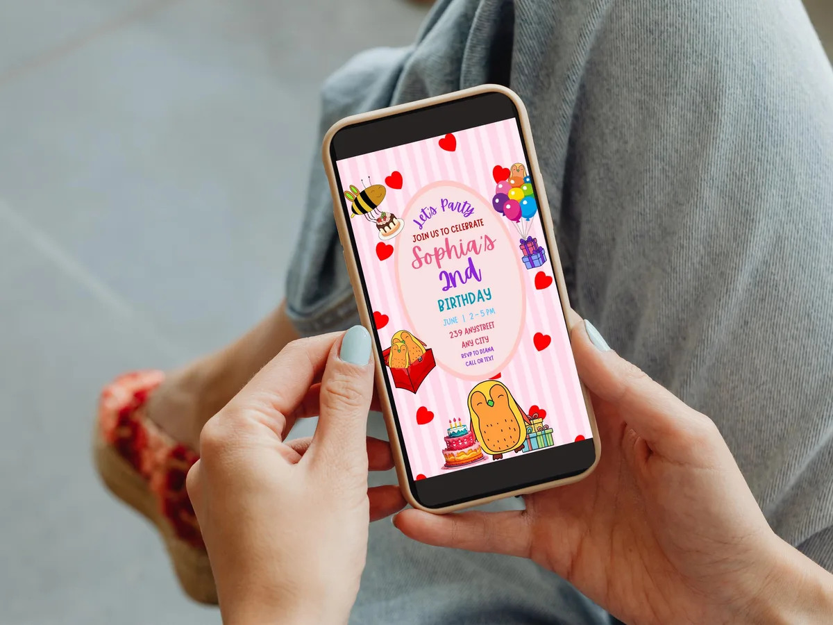Penguin & Bee Birthday Invitation — preview 3