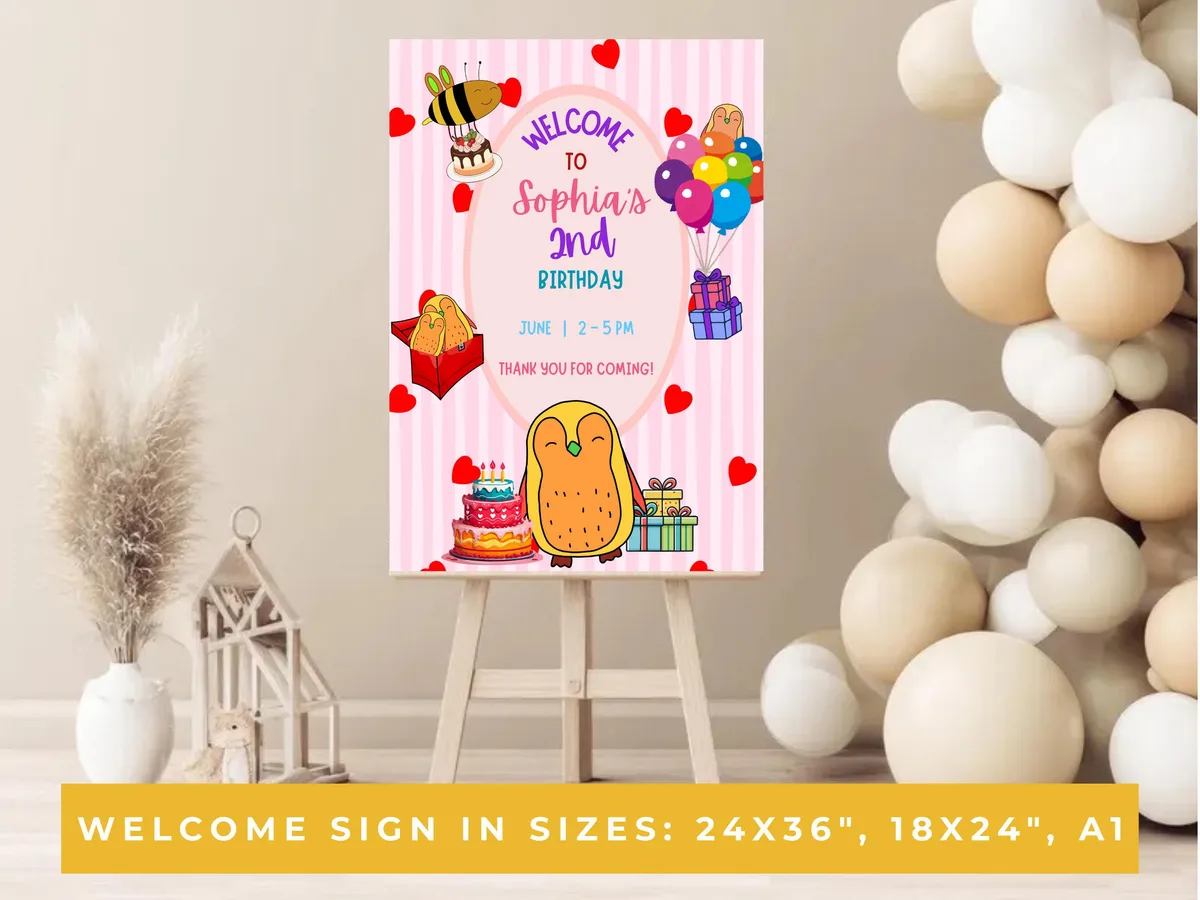 Penguin & Bee Birthday Welcome Sign — preview 5