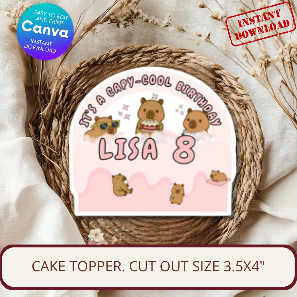Capy-Cool Birthday Cake Topper — preview 5