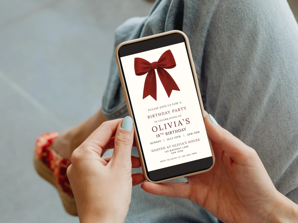 Coquette Red Bow Birthday Invitation — preview 5
