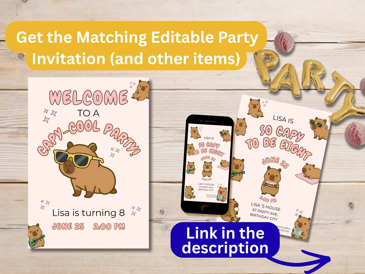 Capybara Birthday Welcome Sign — preview 3