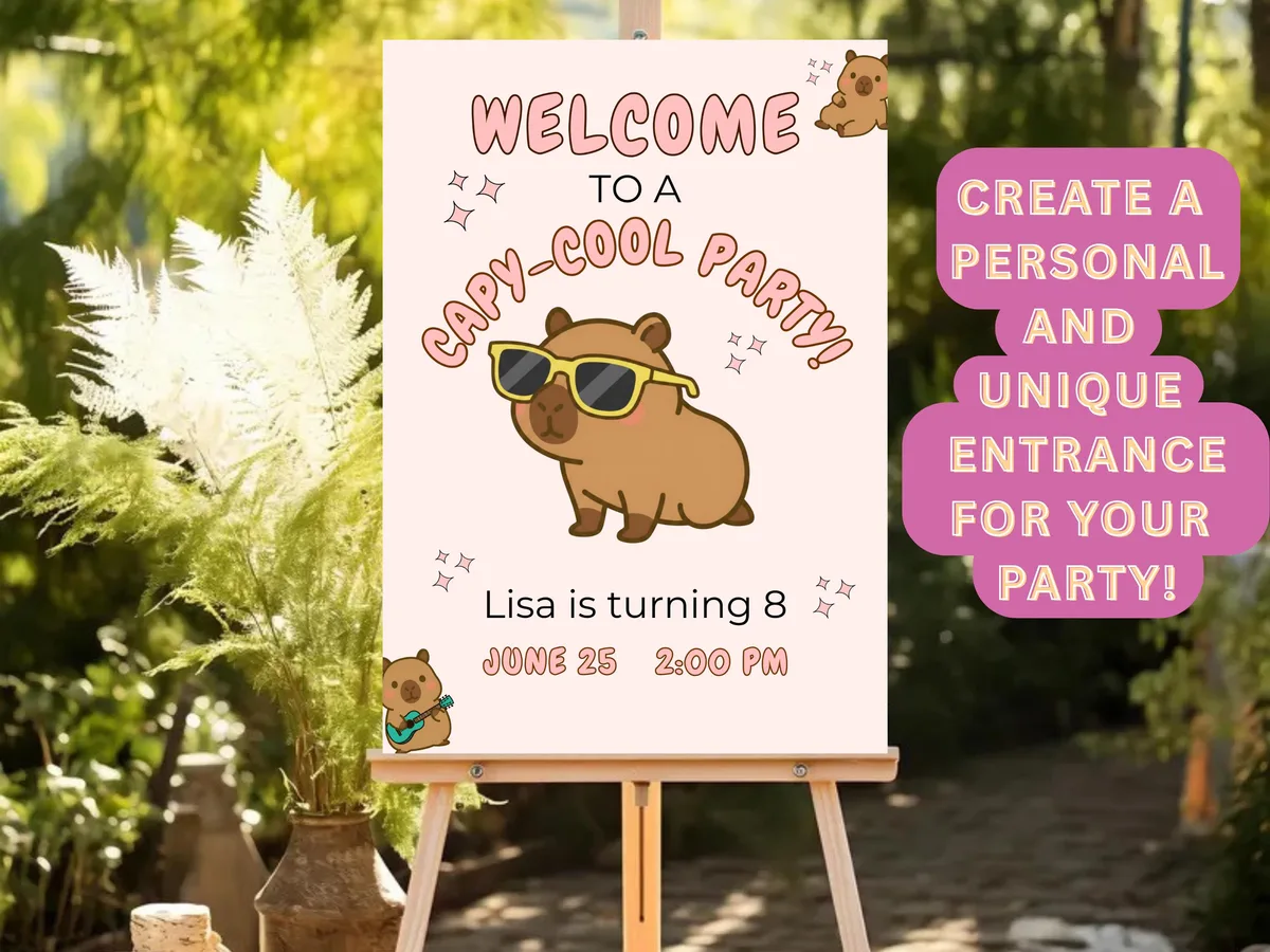 Capybara Birthday Welcome Sign — preview 4