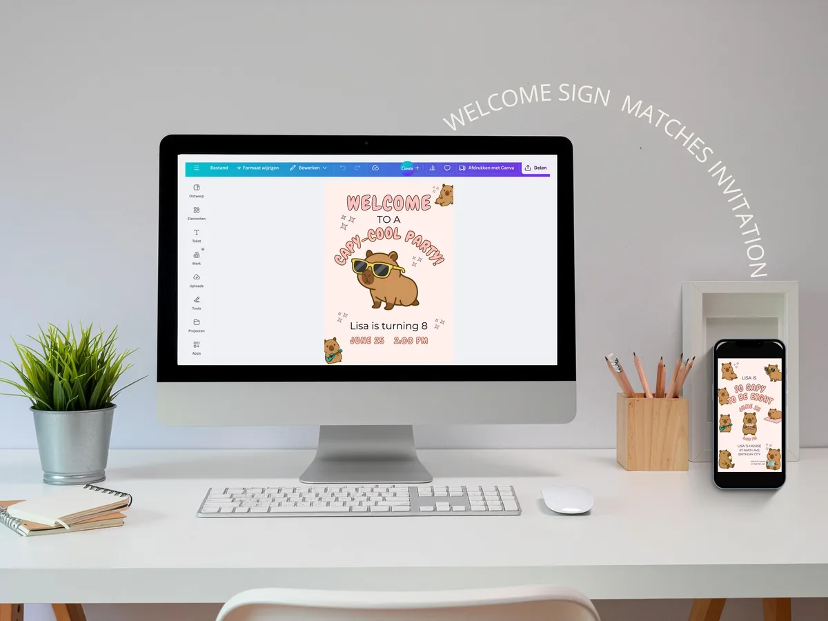 Capybara Birthday Welcome Sign — preview 5