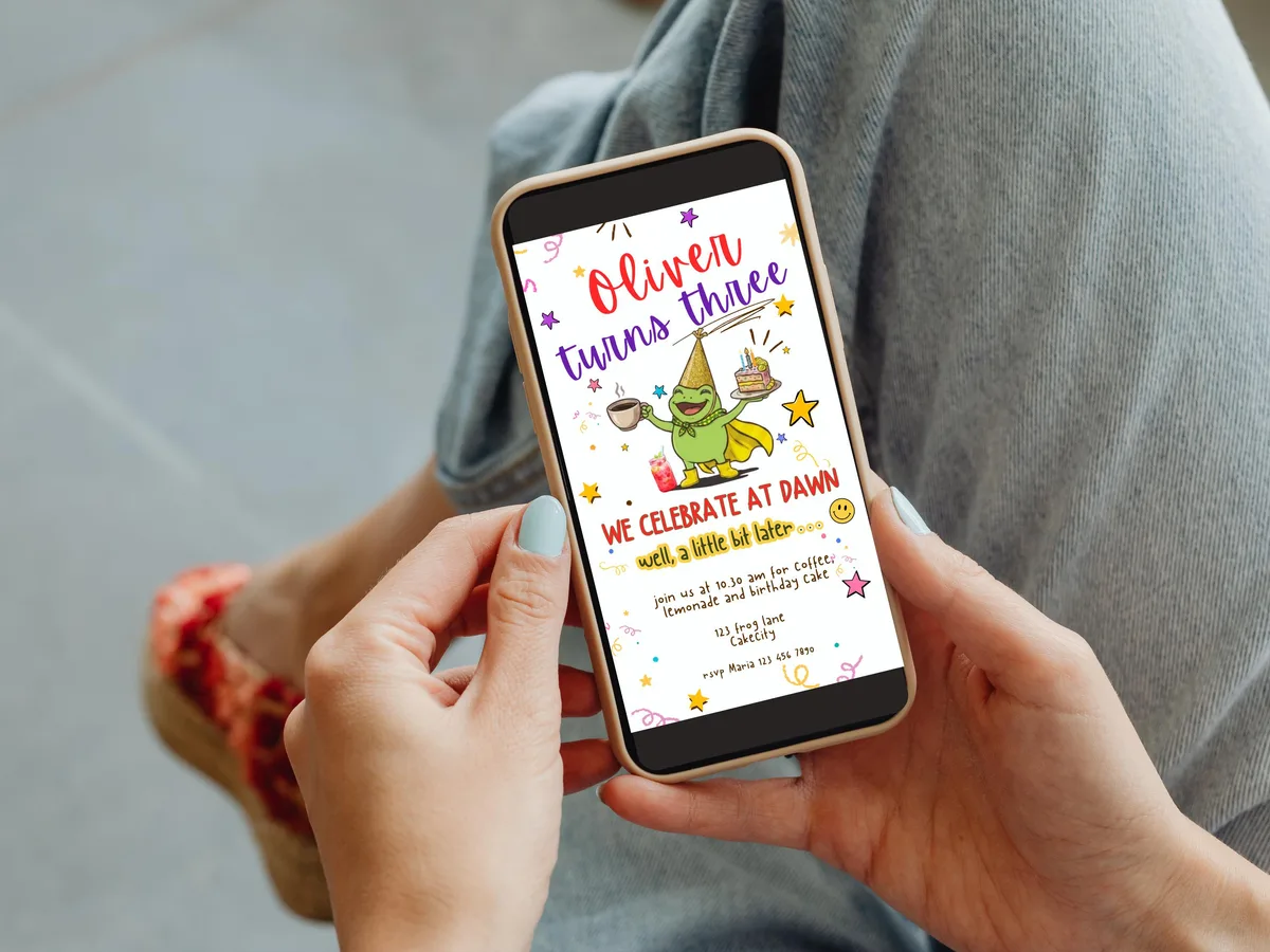 Frog Birthday Invitation — Gender Neutral — preview 3