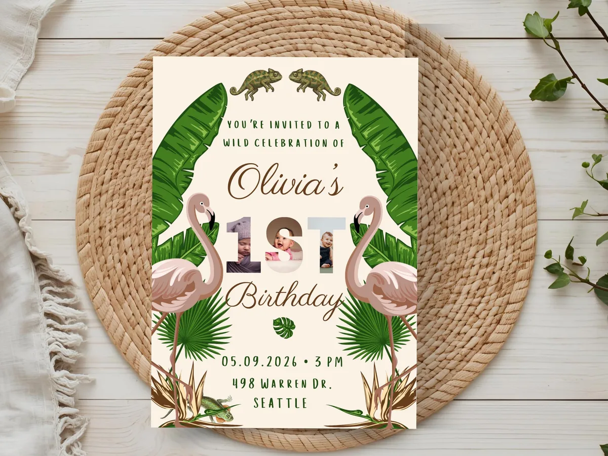 Jungle First Birthday Invitation — preview 2