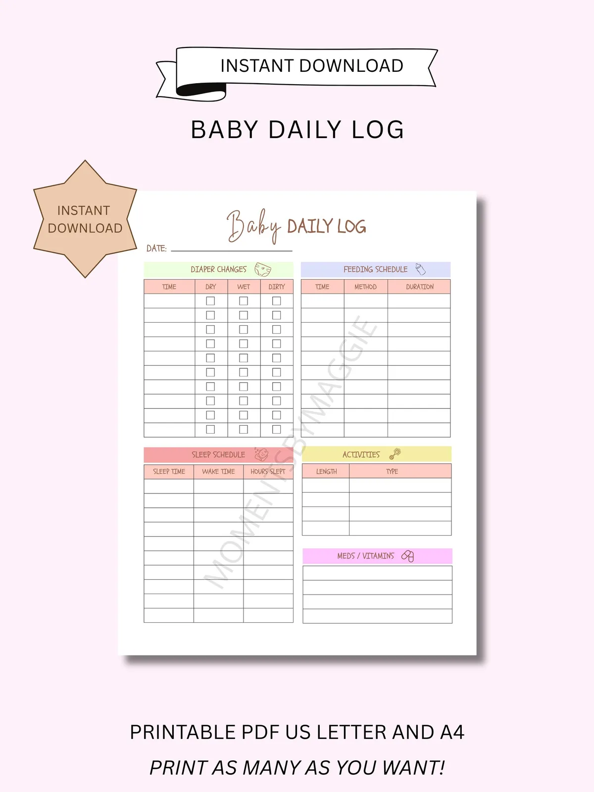 Newborn Baby Care Planner — editable Canva template