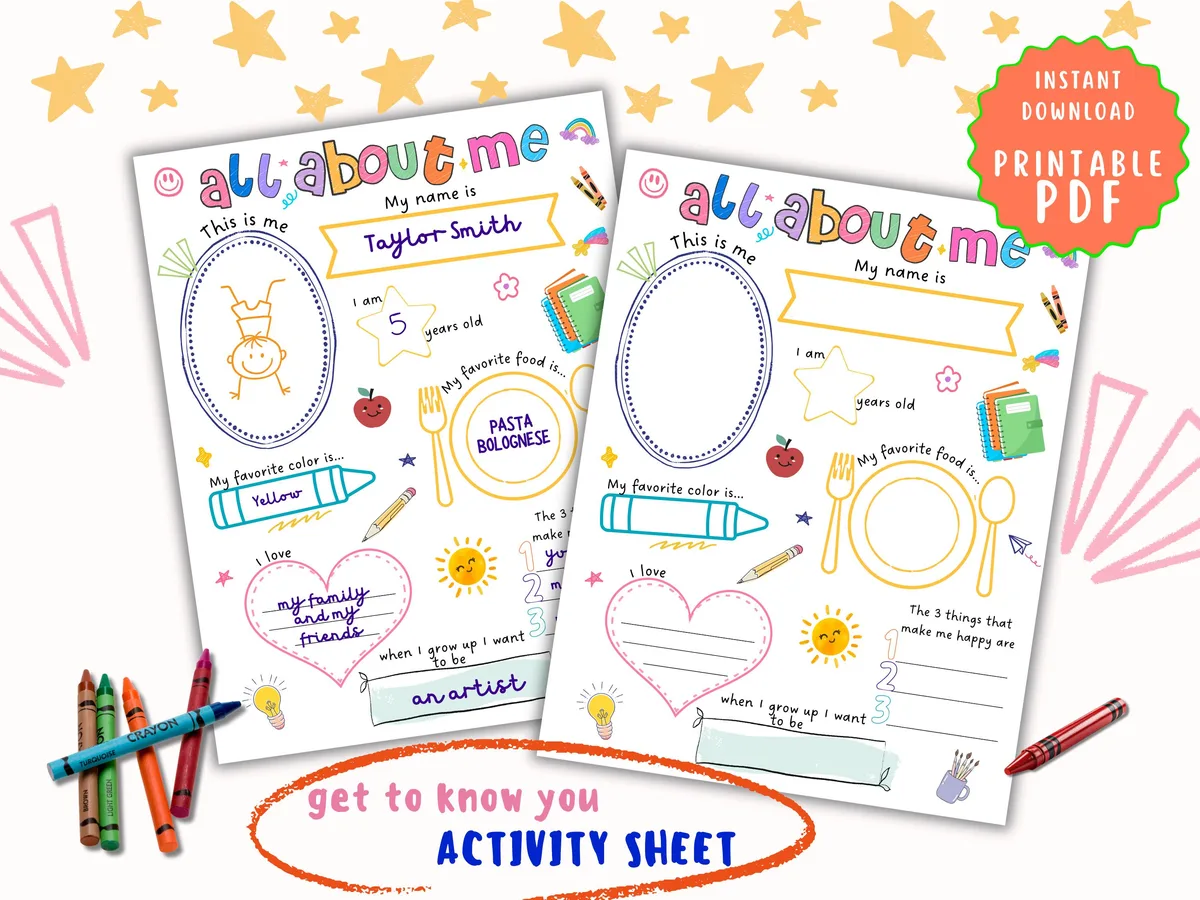 All About Me Back to School Worksheet — preview 2