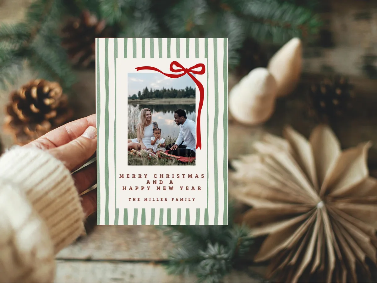 Striped Merry Christmas Holiday Card — preview 2