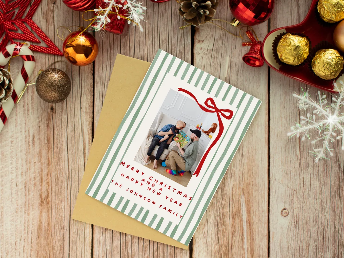 Striped Merry Christmas Holiday Card — preview 3