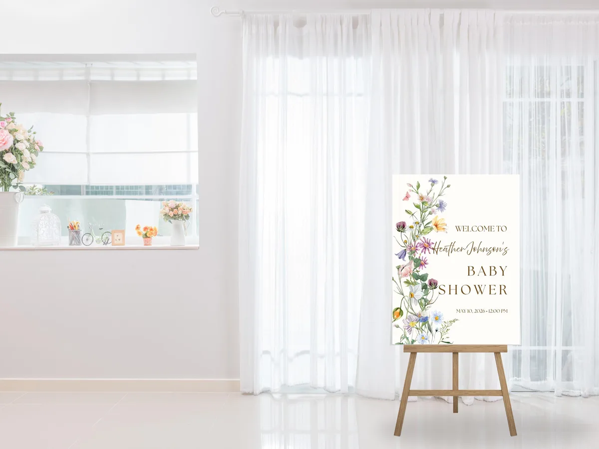 Wildflower Boho Baby Shower Welcome Sign — preview 3