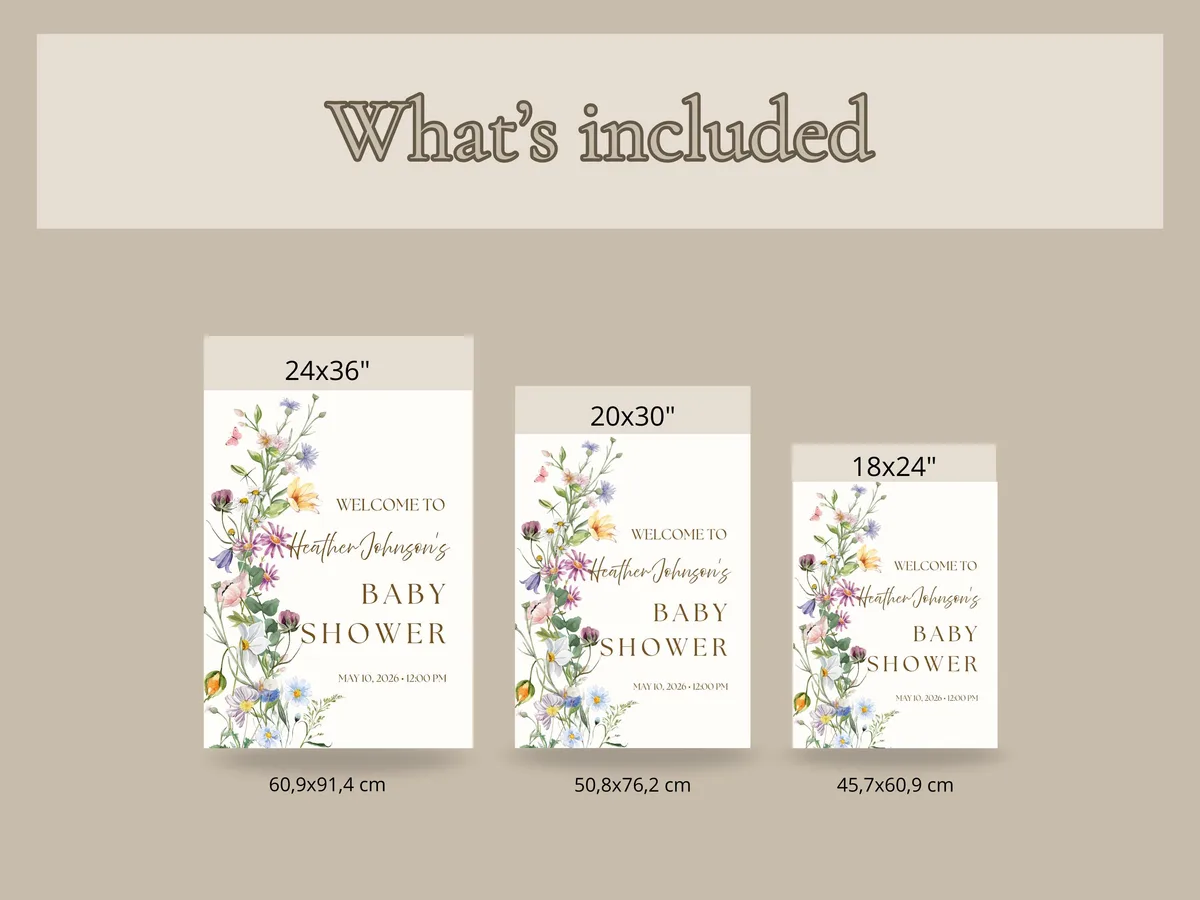 Wildflower Boho Baby Shower Welcome Sign — preview 4