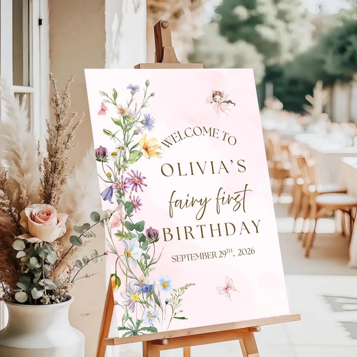 Fairy First Garden Birthday Welcome Sign — preview 2