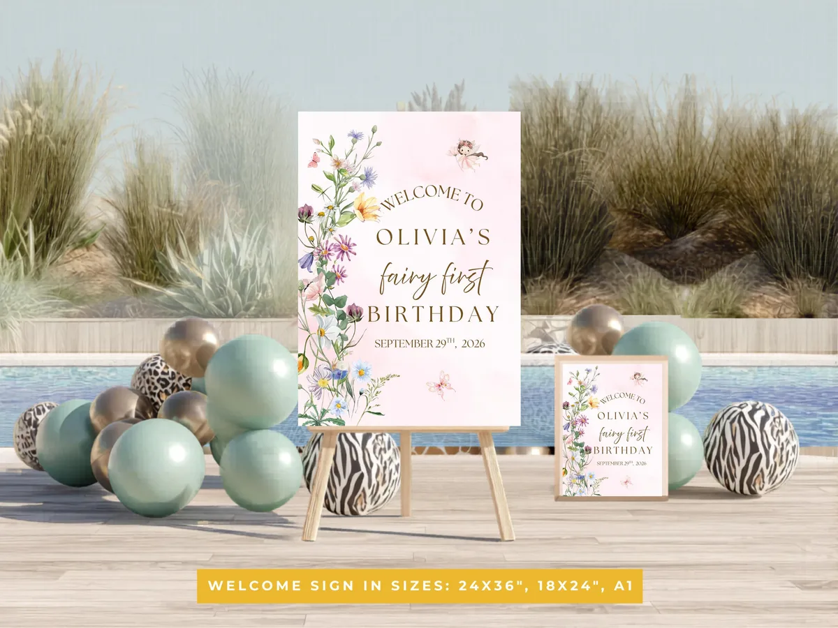 Fairy First Garden Birthday Welcome Sign — preview 4