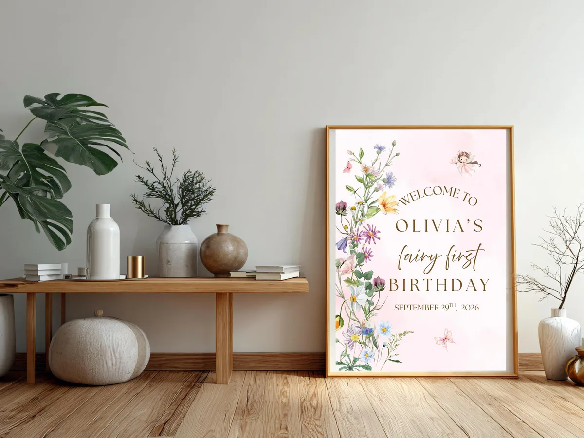 Fairy First Garden Birthday Welcome Sign — preview 5