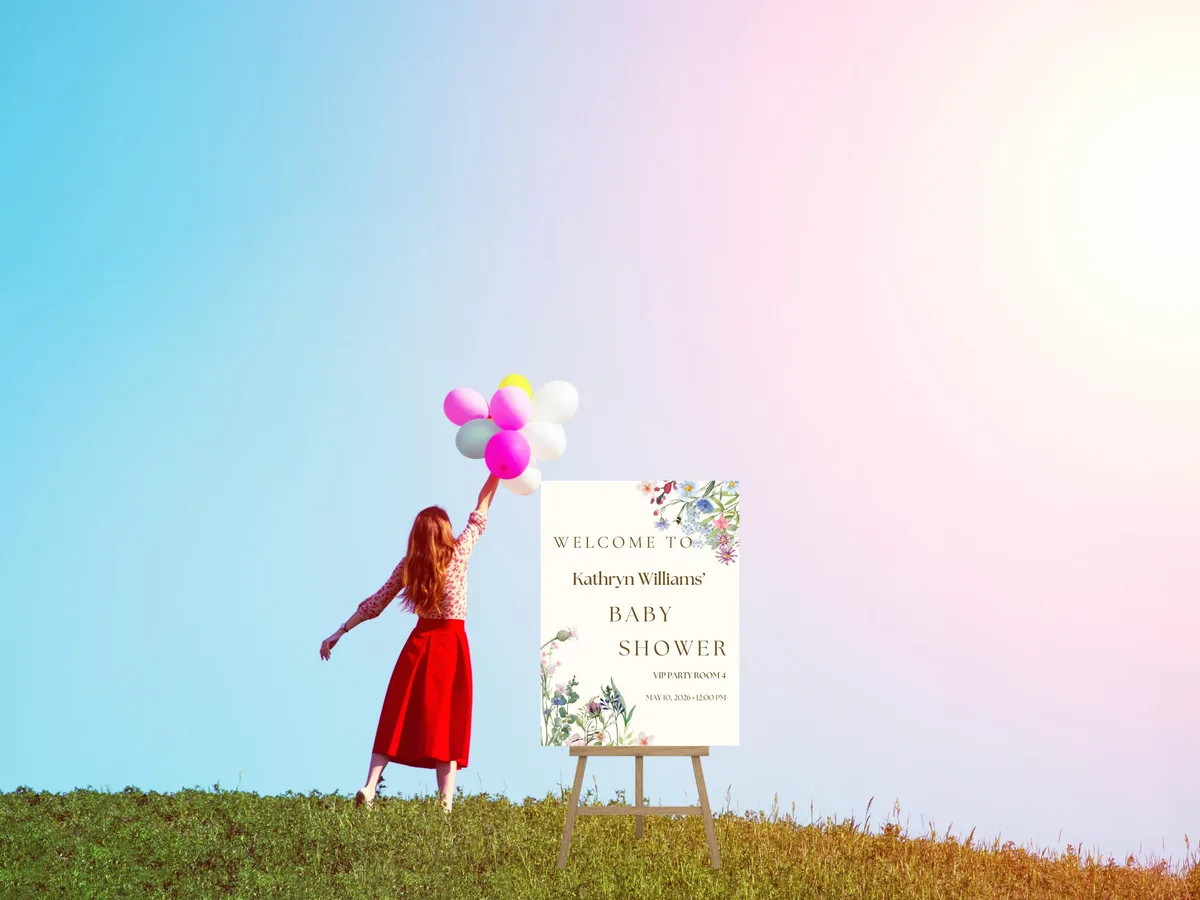 Baby in Bloom Baby Shower Welcome Sign — preview 2