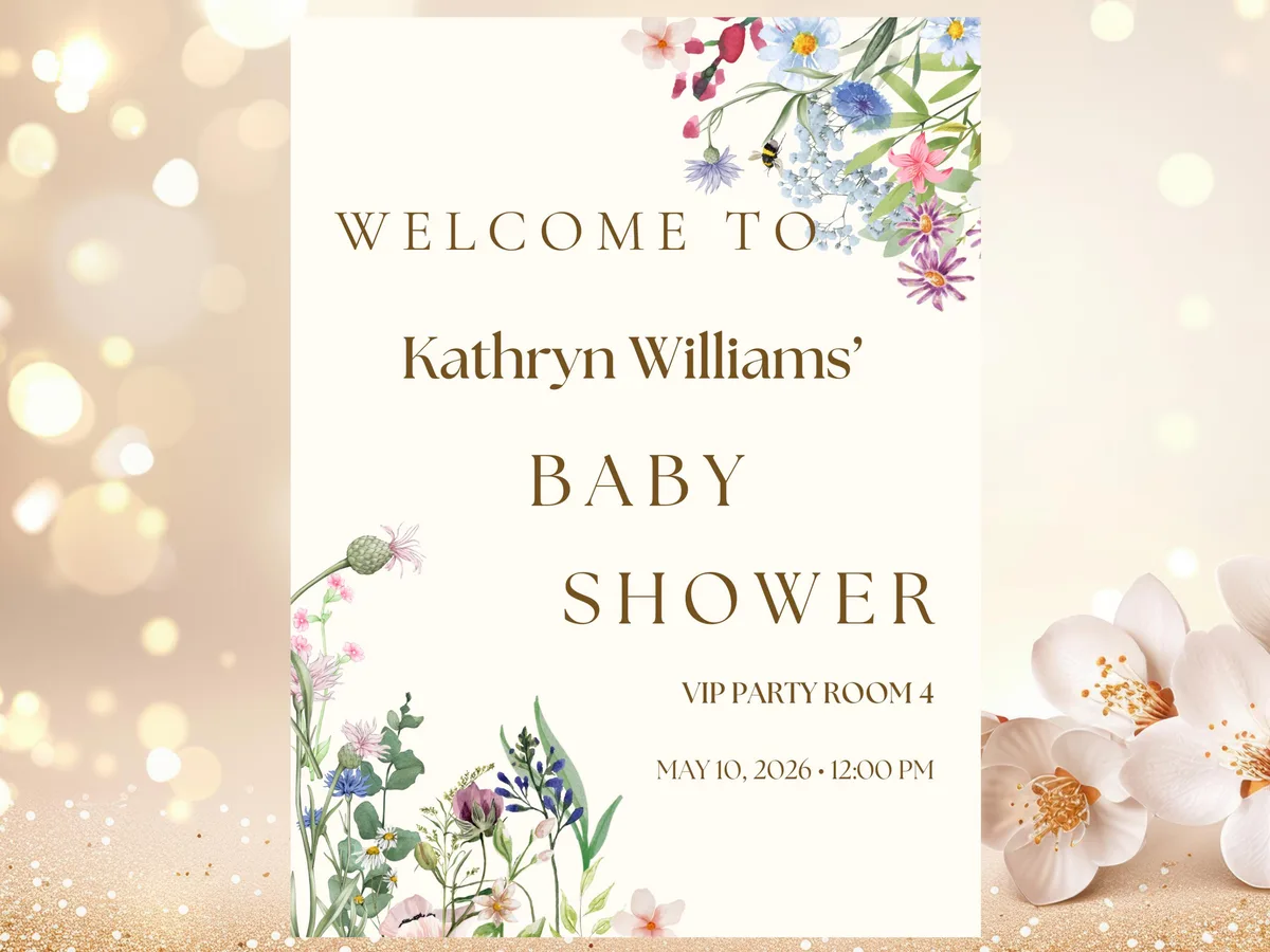 Baby in Bloom Baby Shower Welcome Sign — preview 3