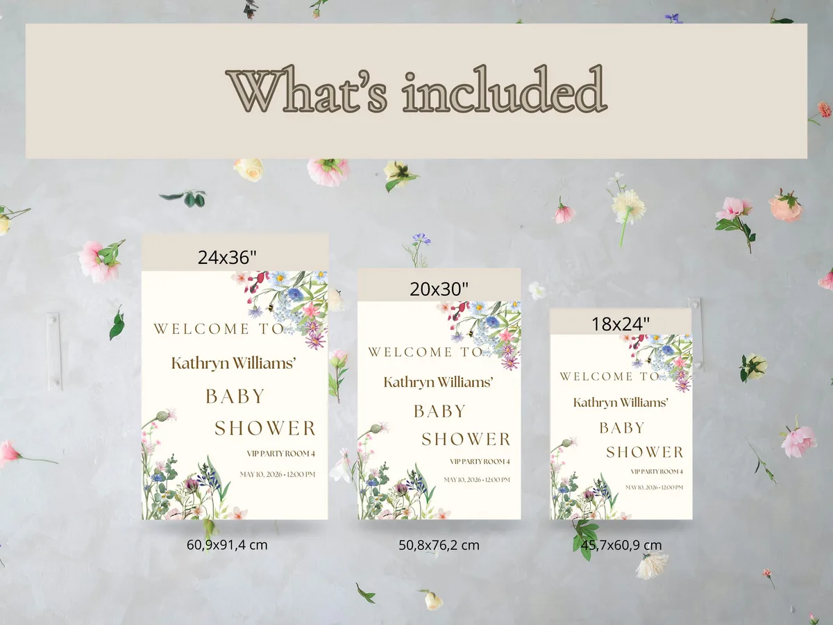 Baby in Bloom Baby Shower Welcome Sign — preview 5