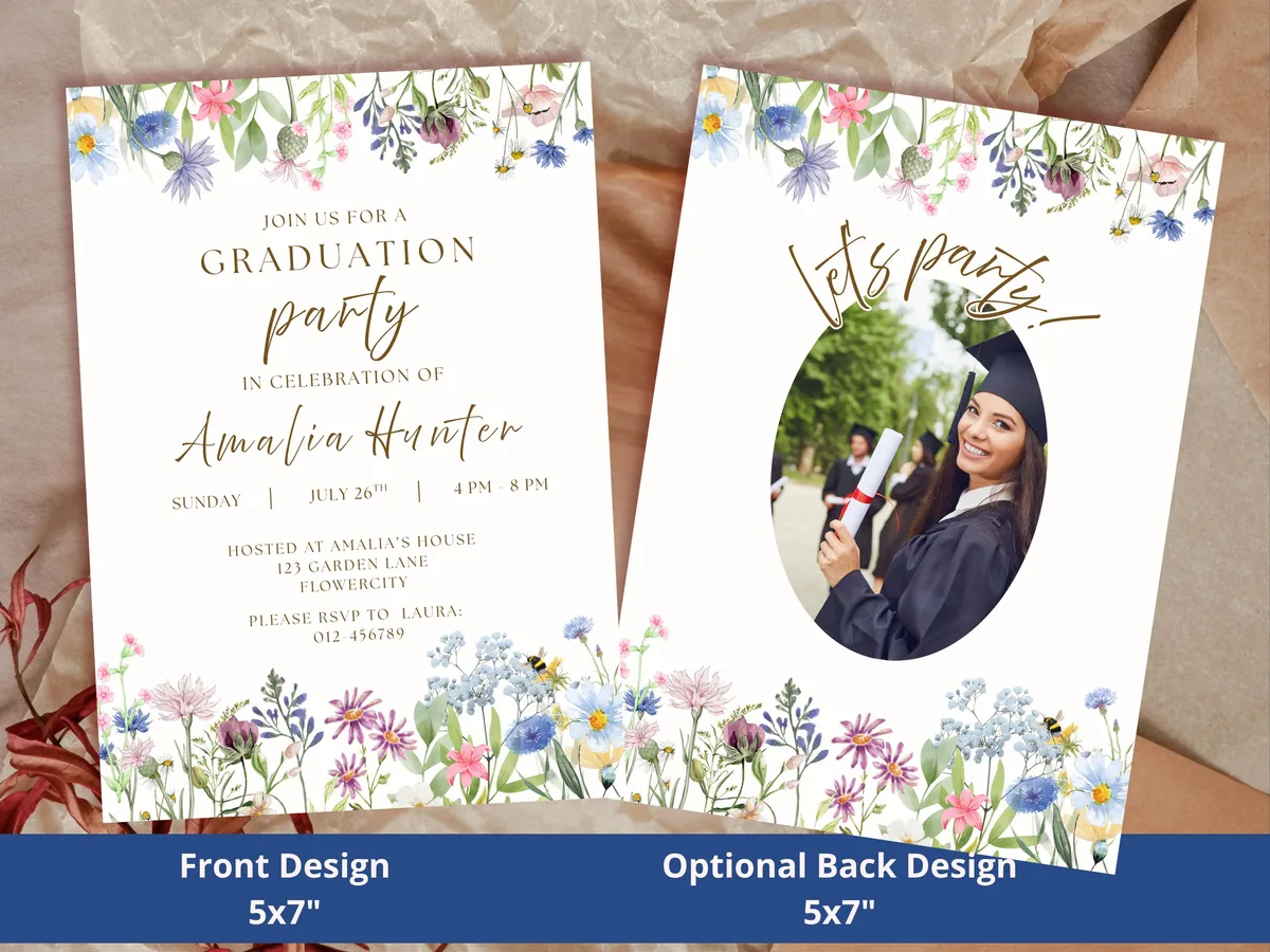 Wildflower Graduation Party Invitation — preview 3