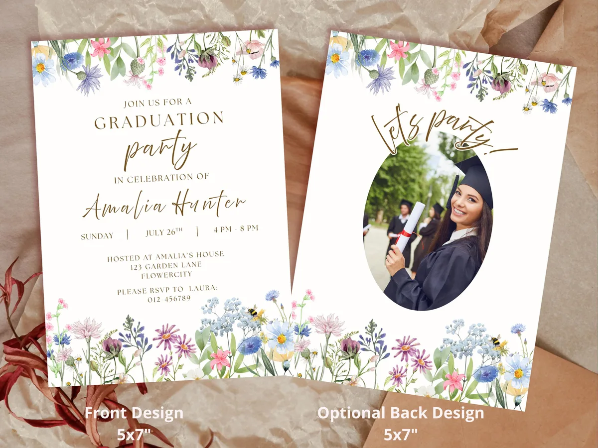 Wildflower Graduation Party Invitation — preview 4