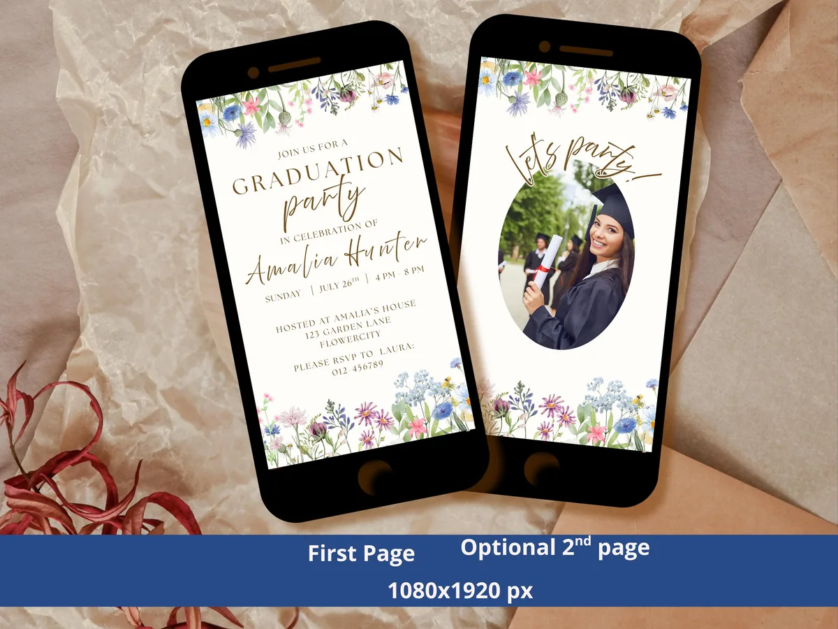 Wildflower Graduation Party Invitation — preview 5