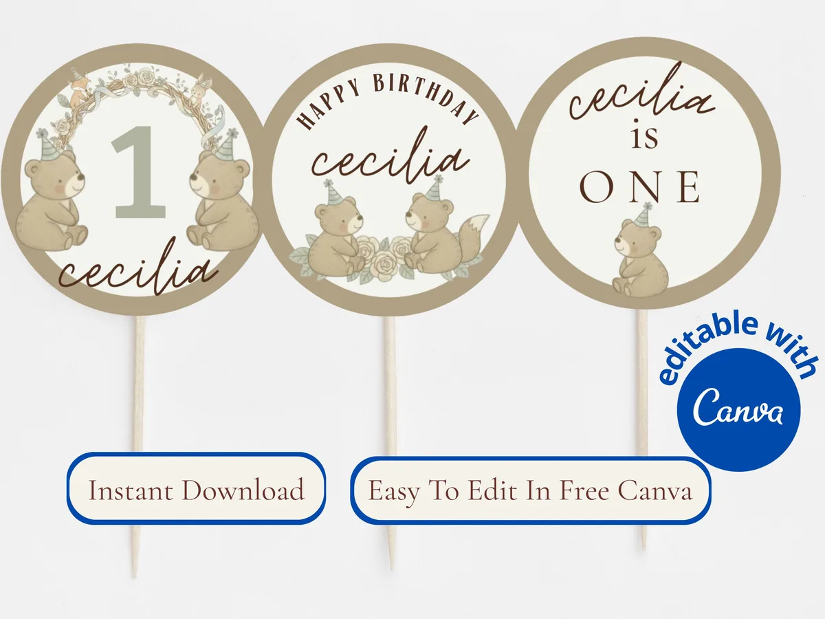 Woodland Fairytale Cupcake Toppers — preview 2