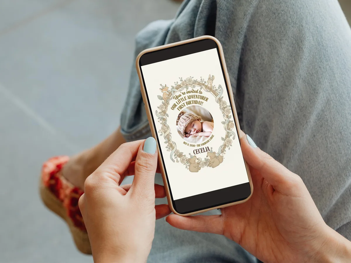 Woodland First Birthday Invitation — preview 3